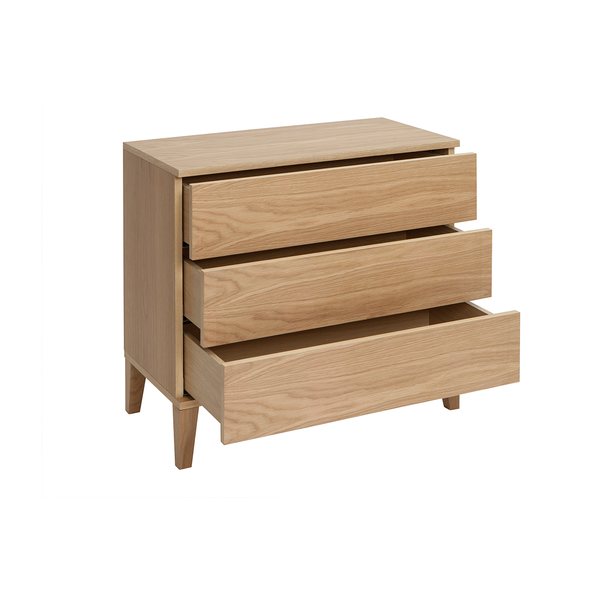 Commode scandinave en bois clair chêne 3 tiroirs L80 cm FREDDY chêne clair, MILIBOO
