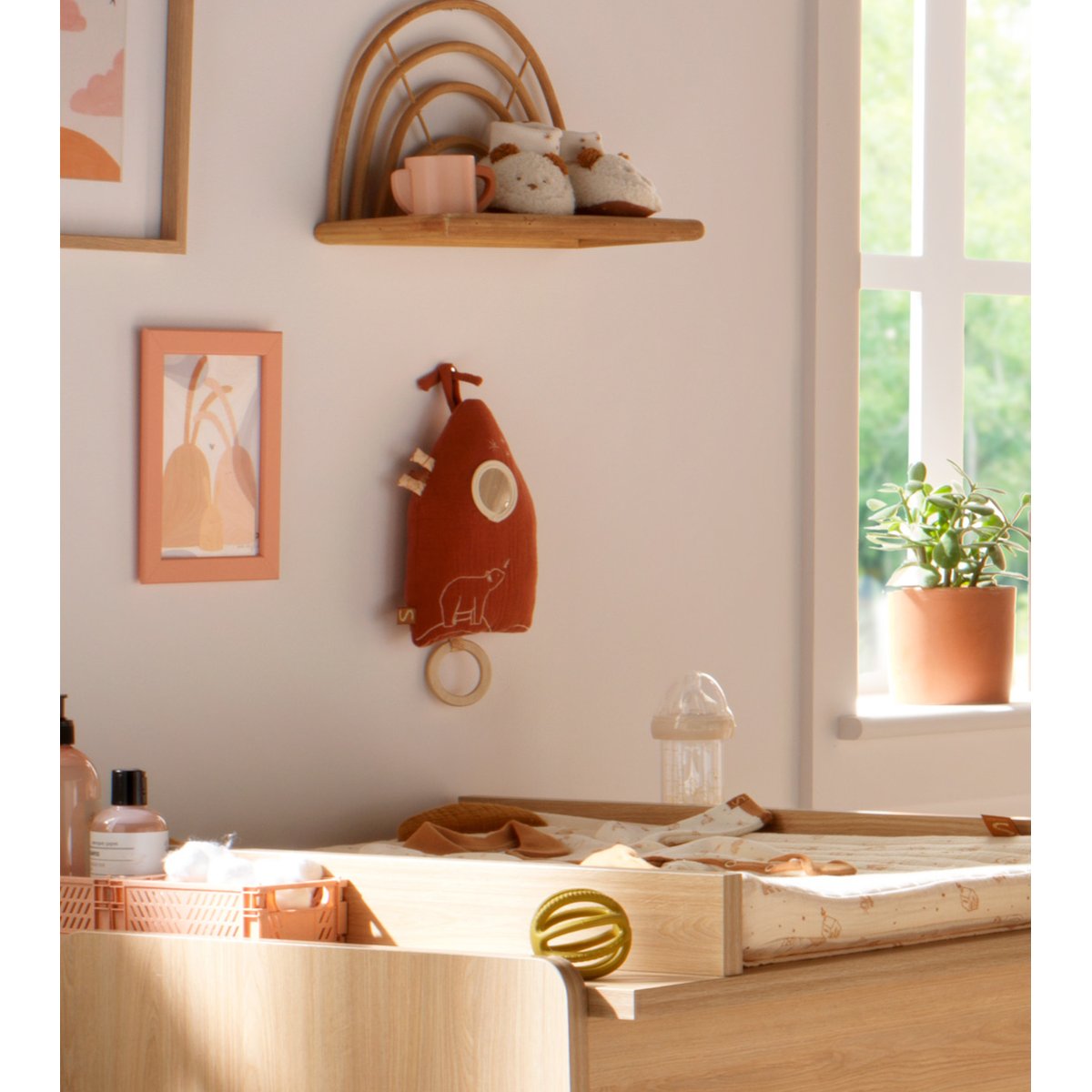 Peluche Mini Musical maison brodé orange, SAUTHON