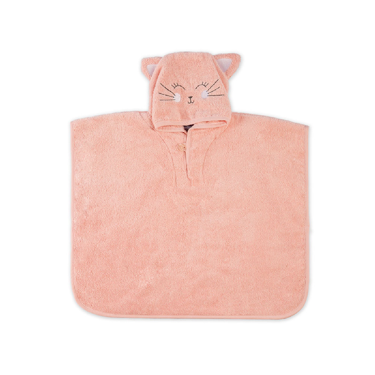 Poncho pur coton PETIT CHAT rose, GARNIER THIEBAUT