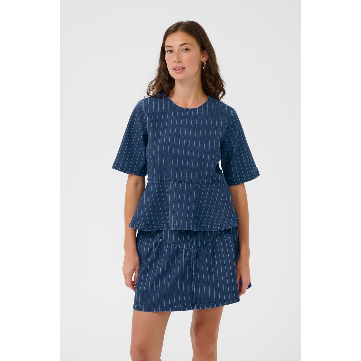 Blouse à manches courtes bleu dark blue wash, CULTURE