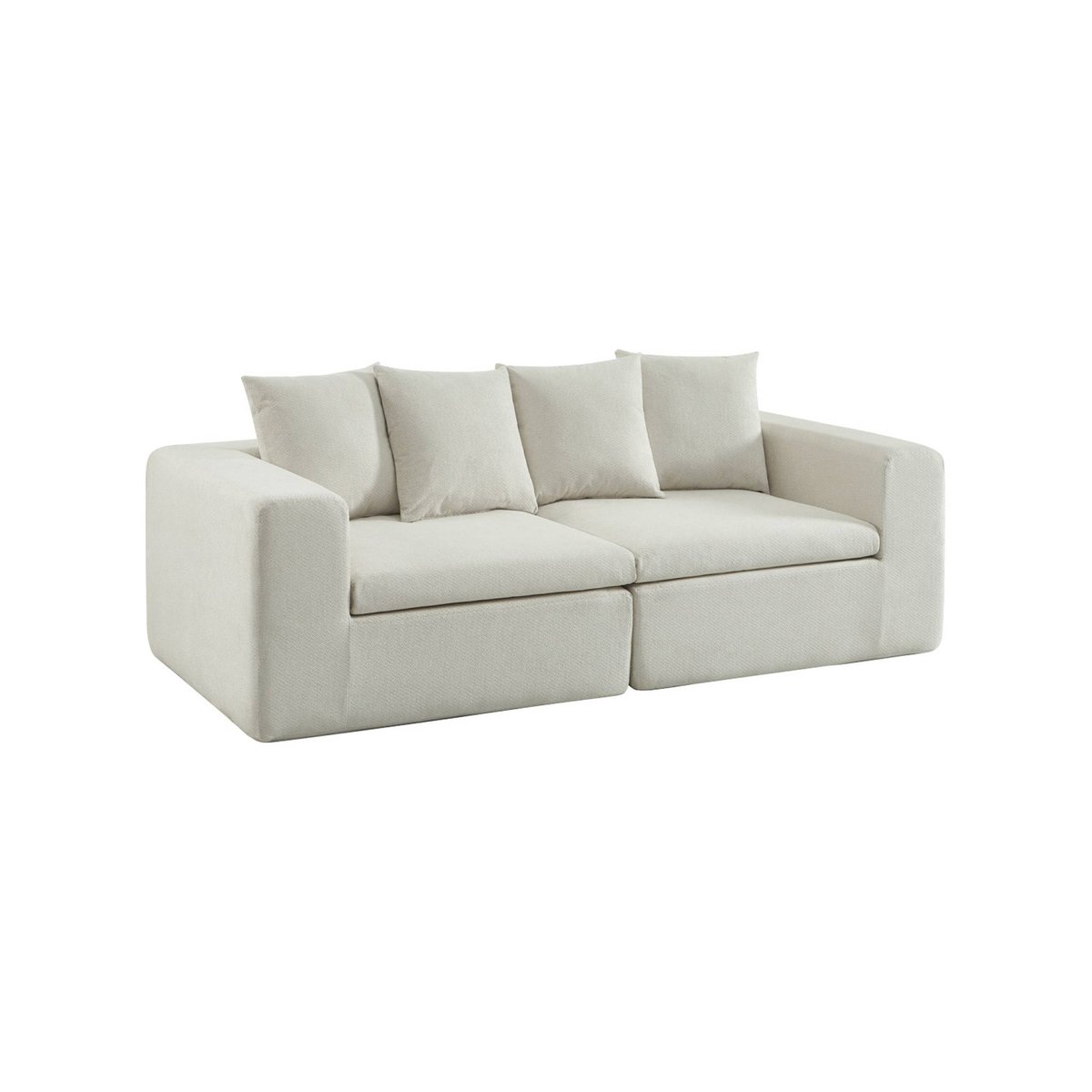 Canapé compressé modulable tissu chenille 3 places MOVI blanc, SWEEEK