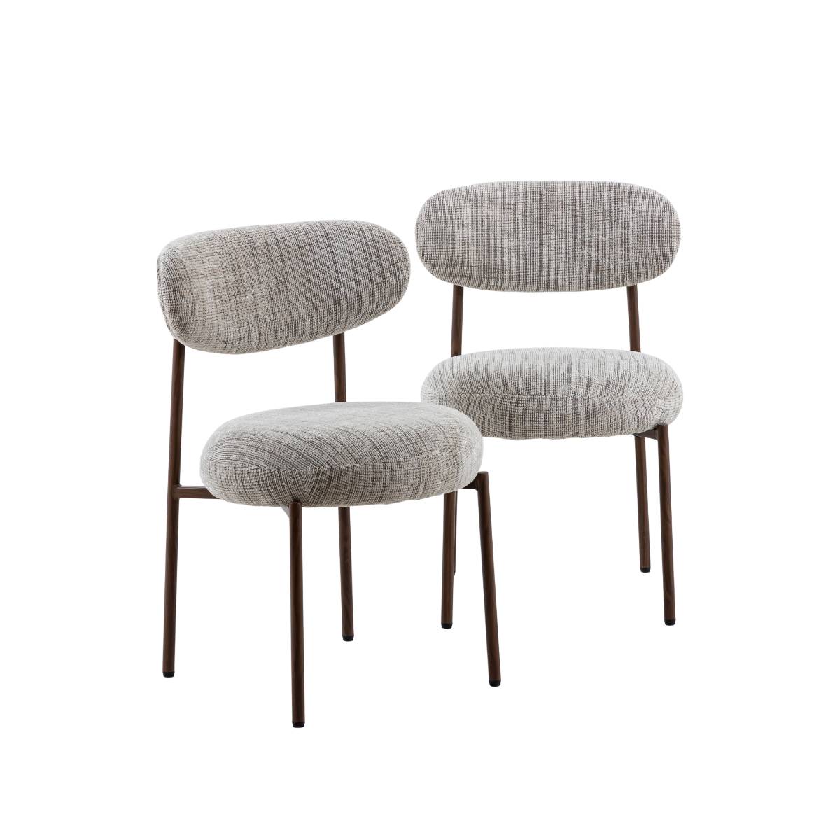 Lot de 2 chaises en tissu et métal JANIS gris, MADE IN MEUBLES 