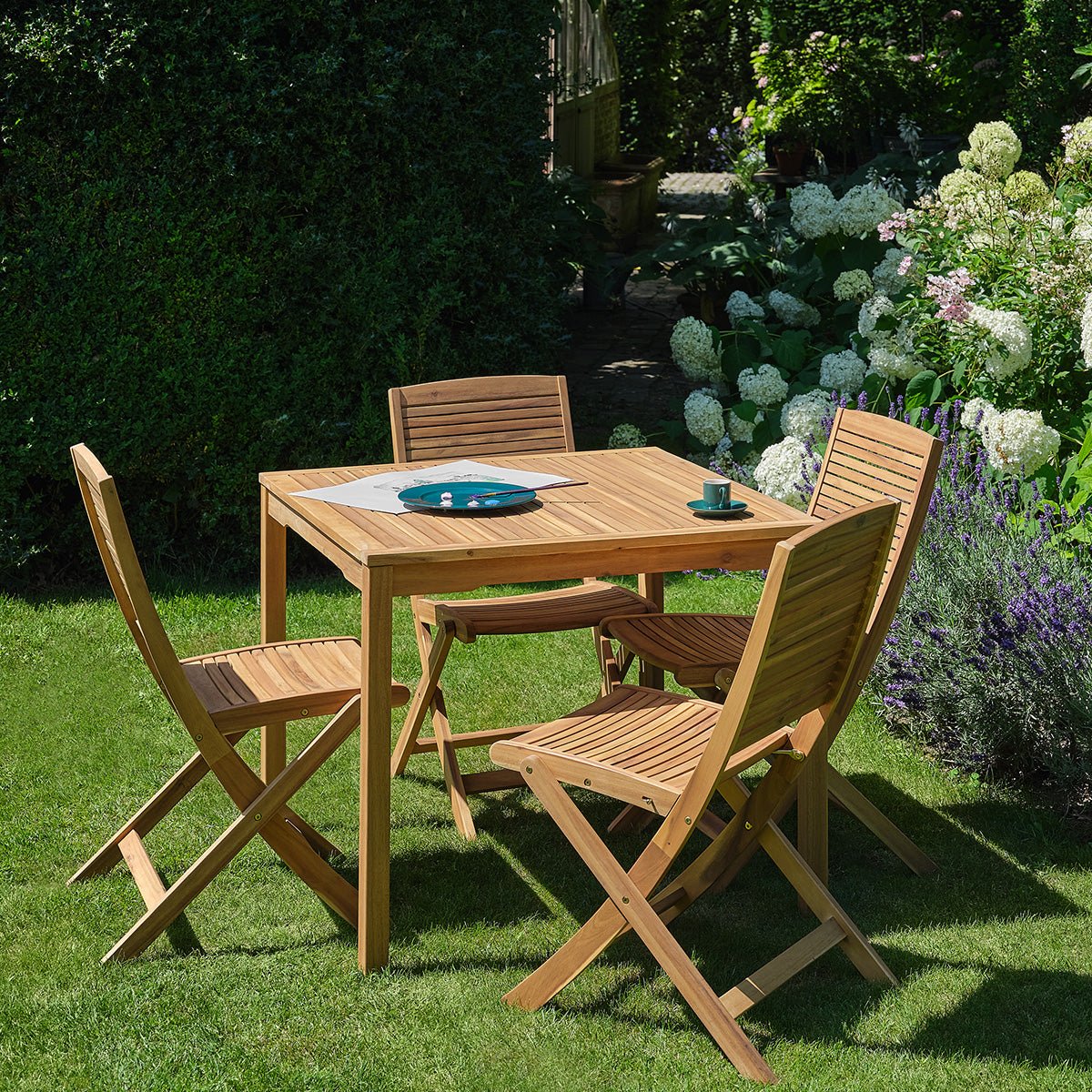 Salon de jardin en acacia 4 personnes MILOS naturel, BERAH GETAH