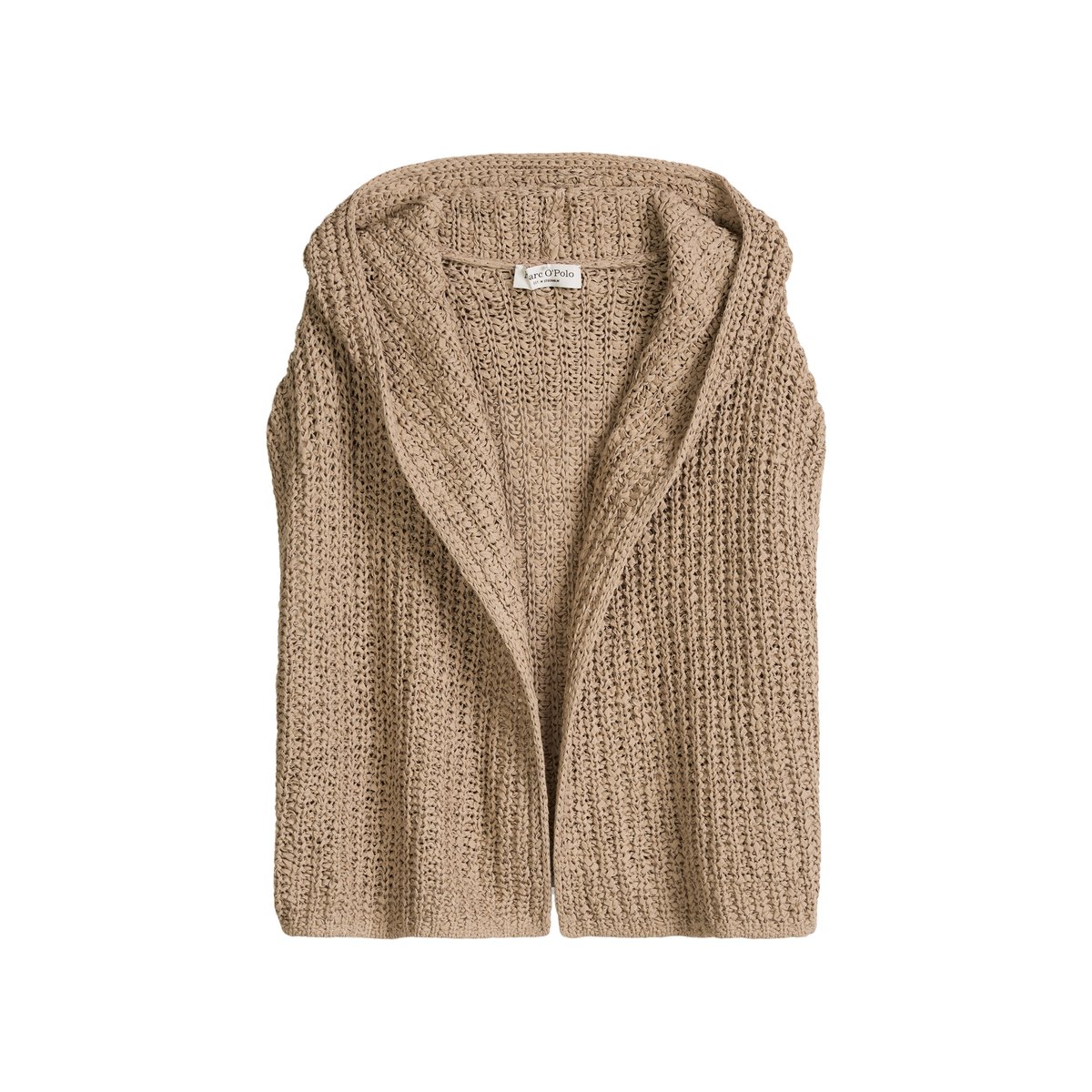 Cardigan sans manches loose en fil à bandelettes beige, MARC O'POLO