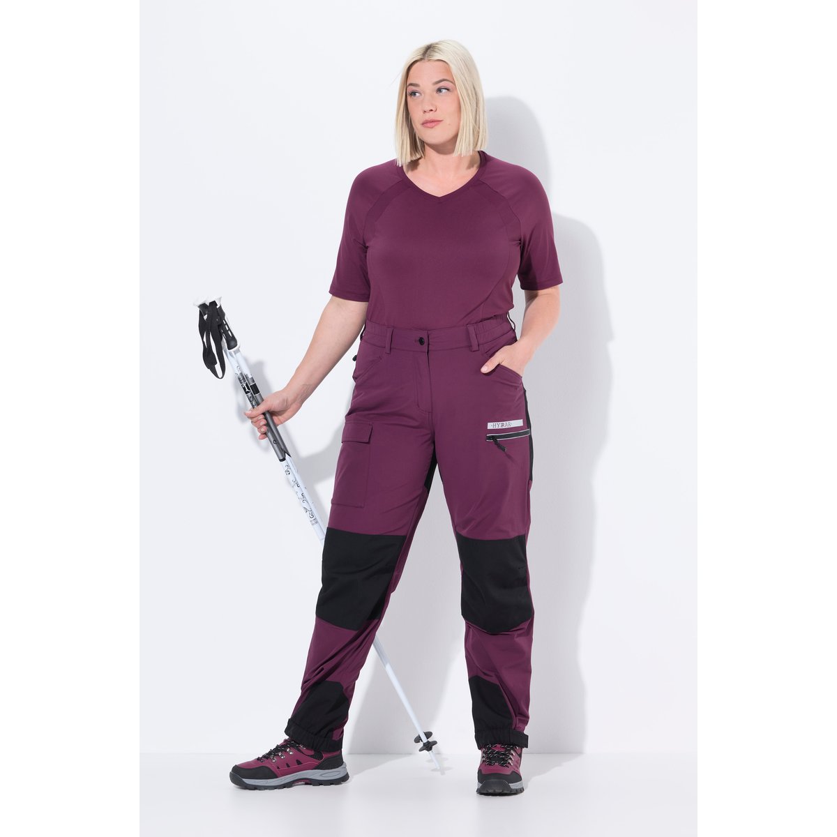 Pantalon de trekking hybride HYPRAR cerise noire, ULLA POPKEN