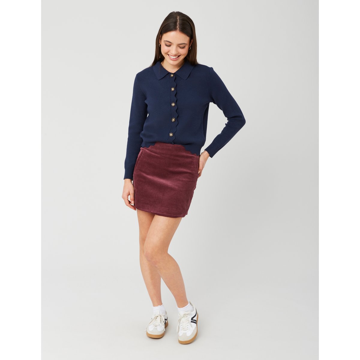Gilet col polo bleu foncé, BZB