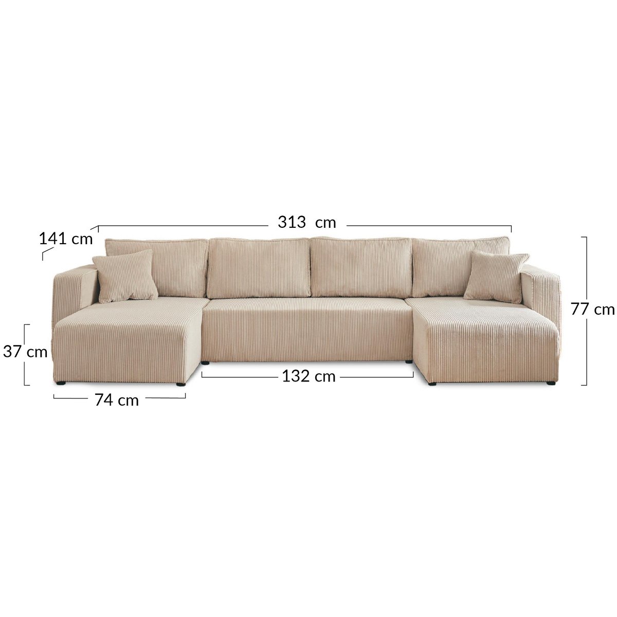 Canapé panoramique convertible 7 places, TOPAZE bleu ardoise, BEST MOBILIER