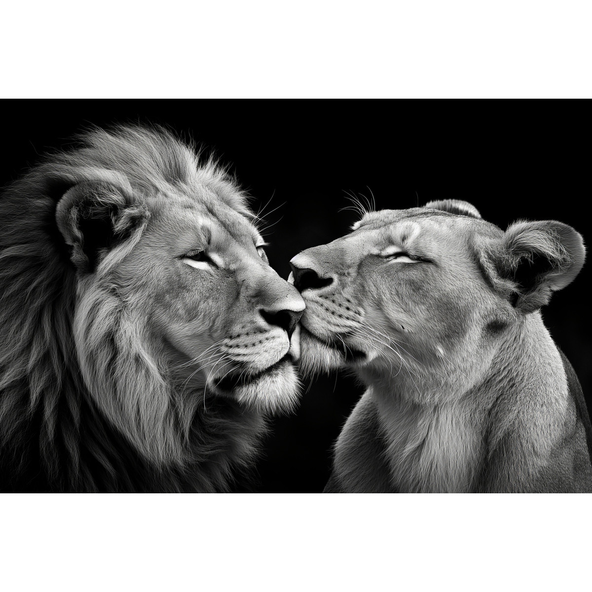Tableau Sur Toile Lion Et Lionne Amoureux ANIMAUX tableaux sur toile-noir & blanc, CEANOTHE