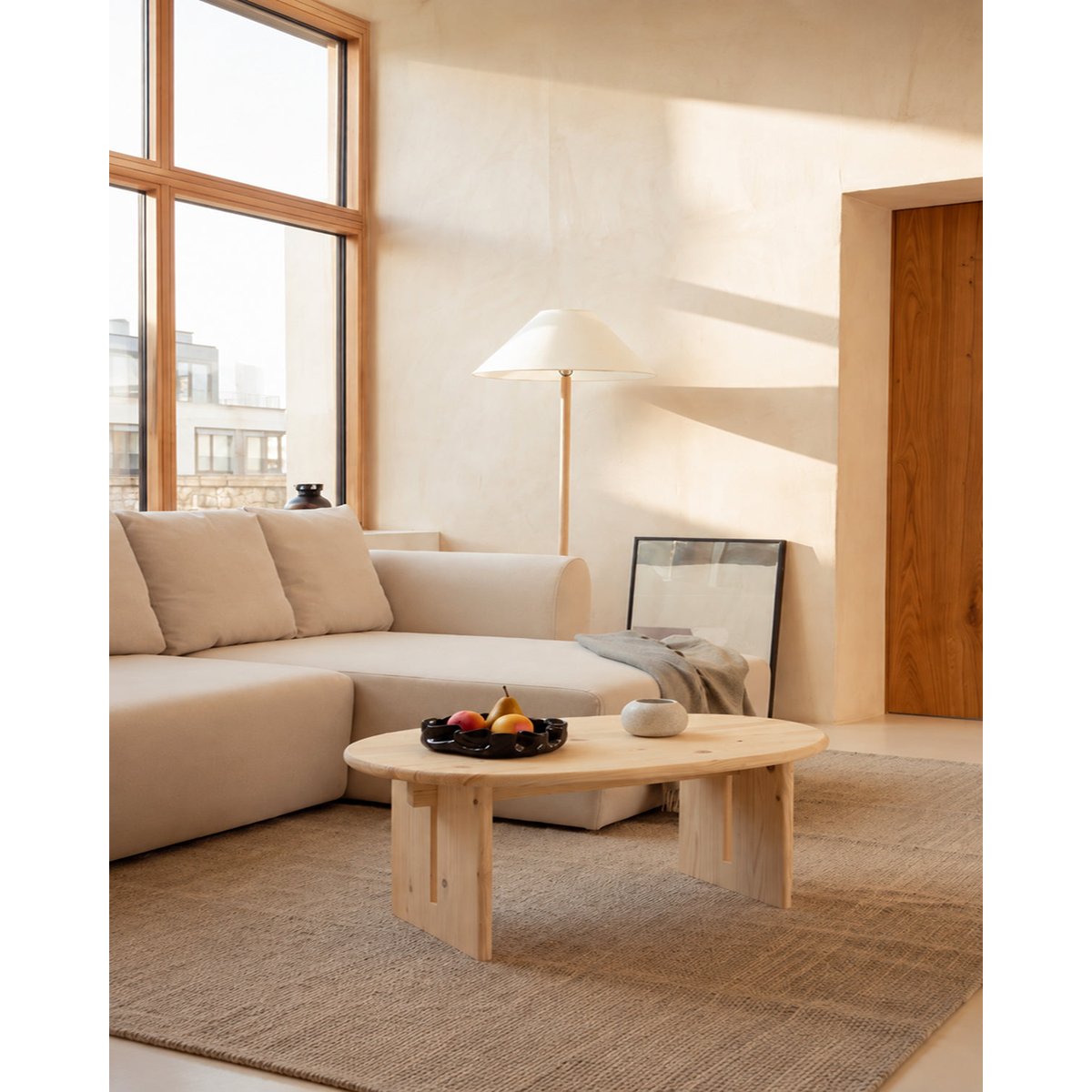 Table basse en sapin beige 102 cm - GAIA naturel, HANNUN