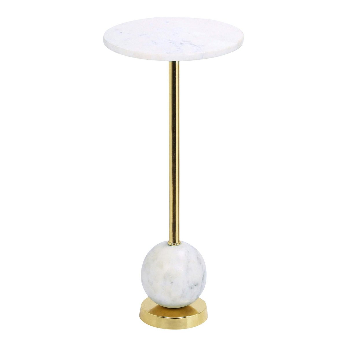 Bout de canapé design - plateau en marbre et base globe Ø25 cm TALLINN blanc, PIER IMPORT