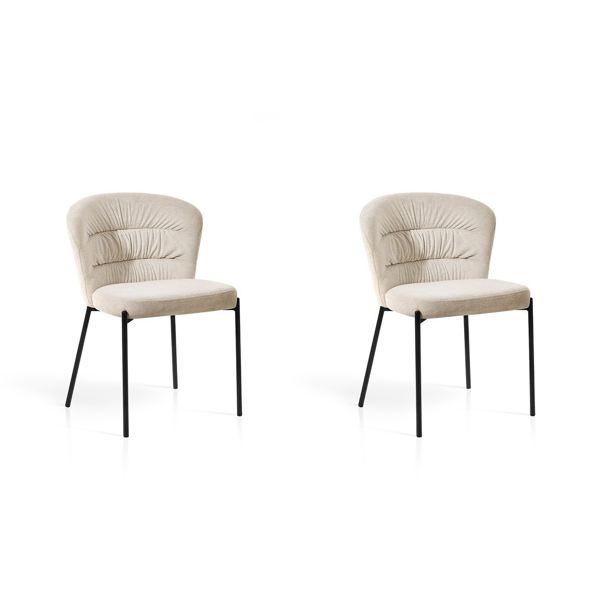 Lot de 2 chaises tissu chenille et métal, ARLO beige, HISPANOHOGAR