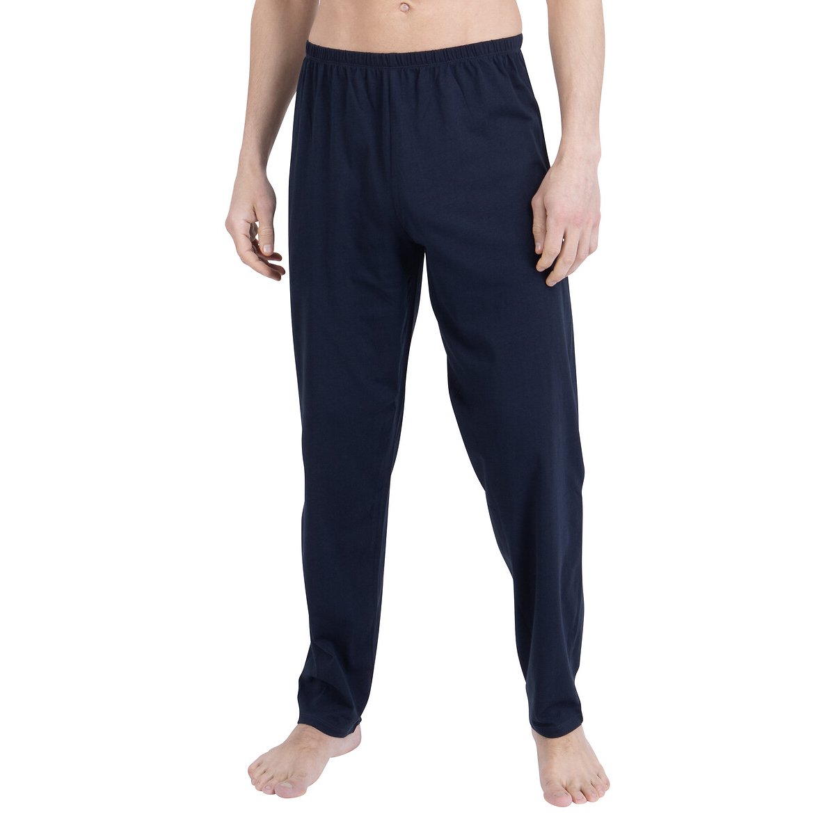Pigiama lungo in cotone, a maniche lunghe beige/blu navy, ATHENA