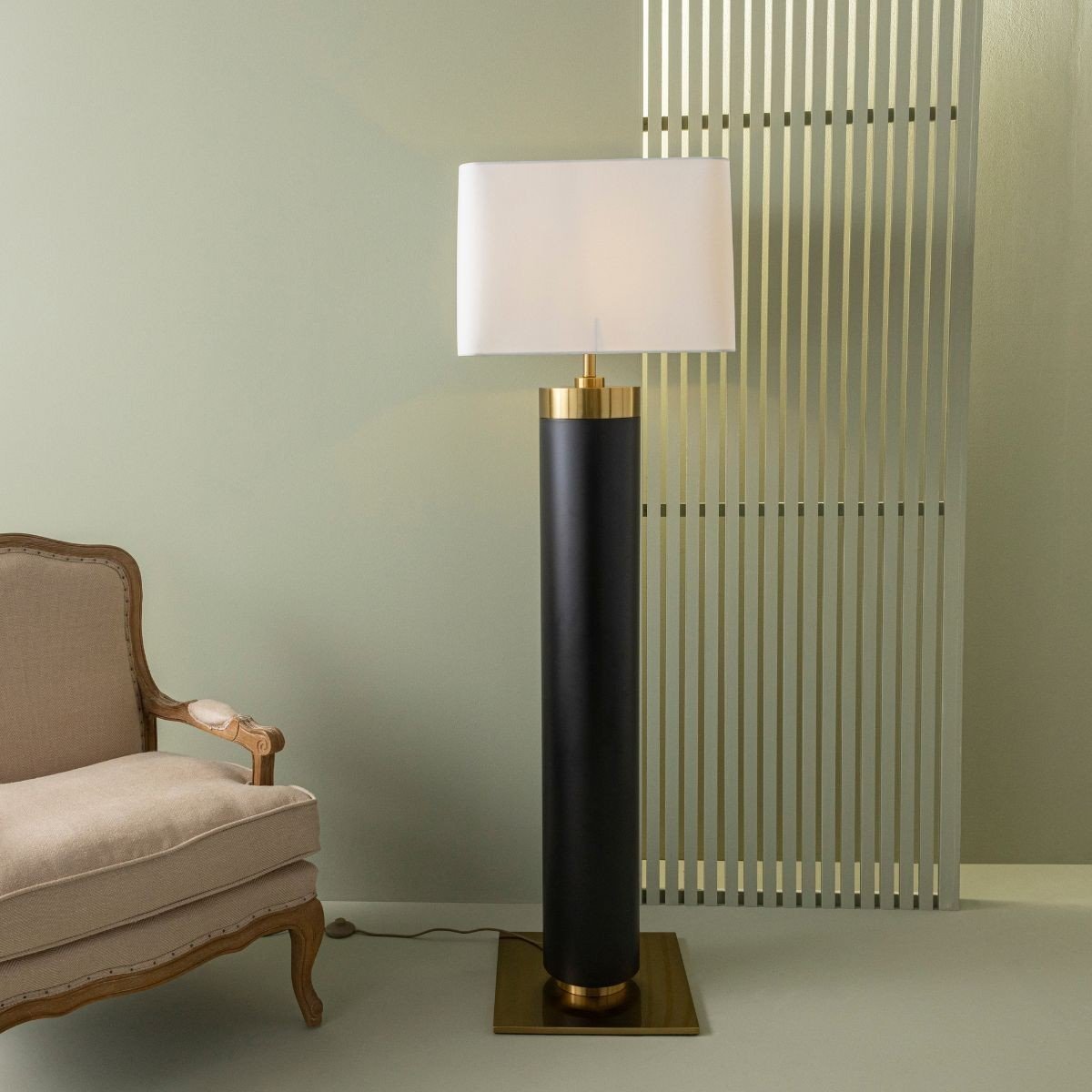 Lampe sur pied en métal noir et finition laiton doré H165 cm - VENDOME noir, SIGNATURE