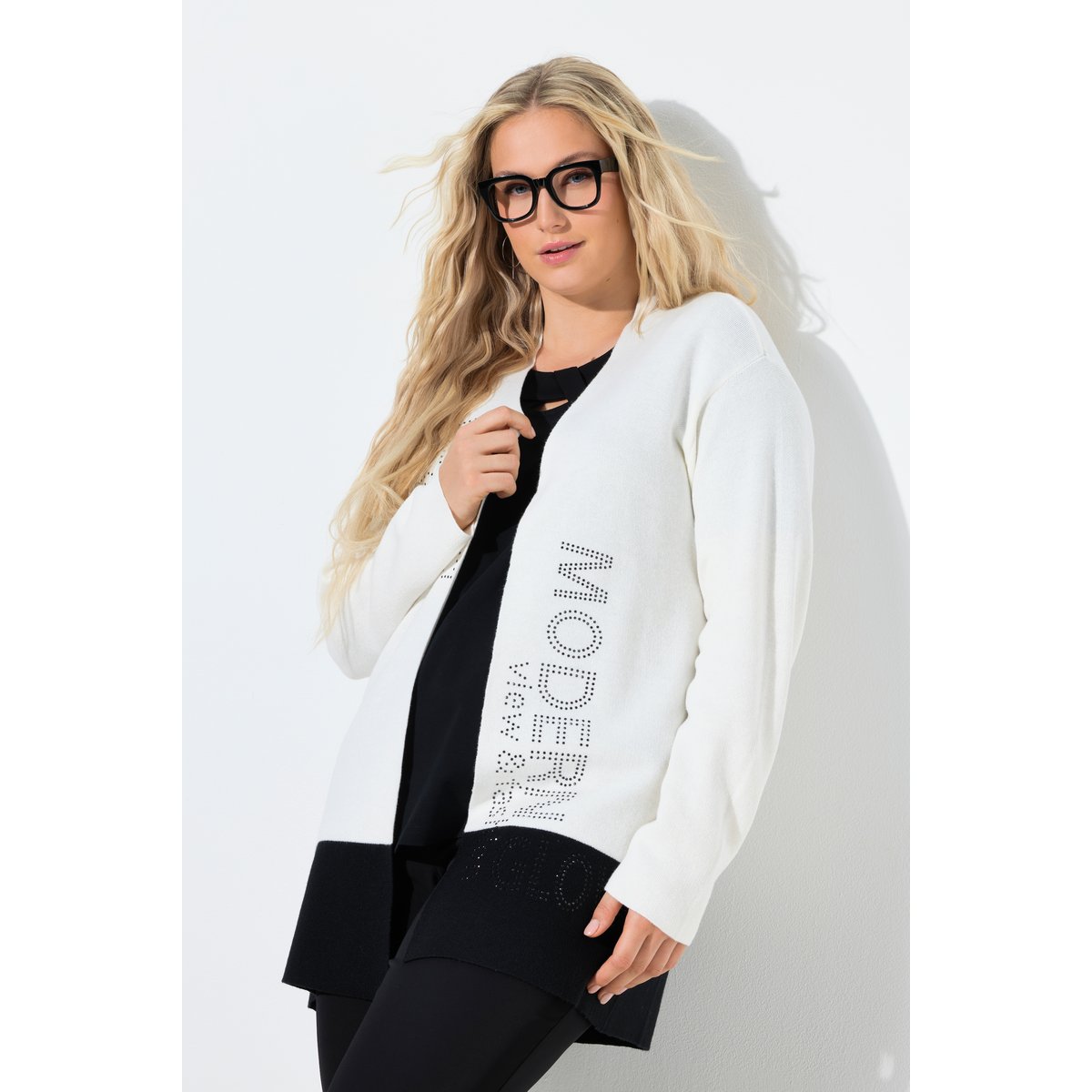 Cardigan avec message blanc cassé, ULLA POPKEN