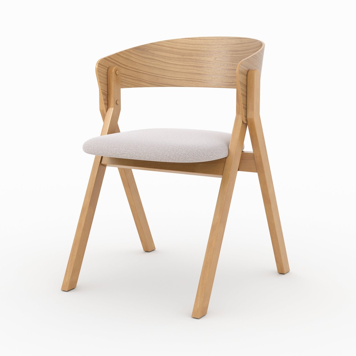 Chaise en bois d'hévéa et tissu - HÉLOÏSE beige, MAISON PAVANE