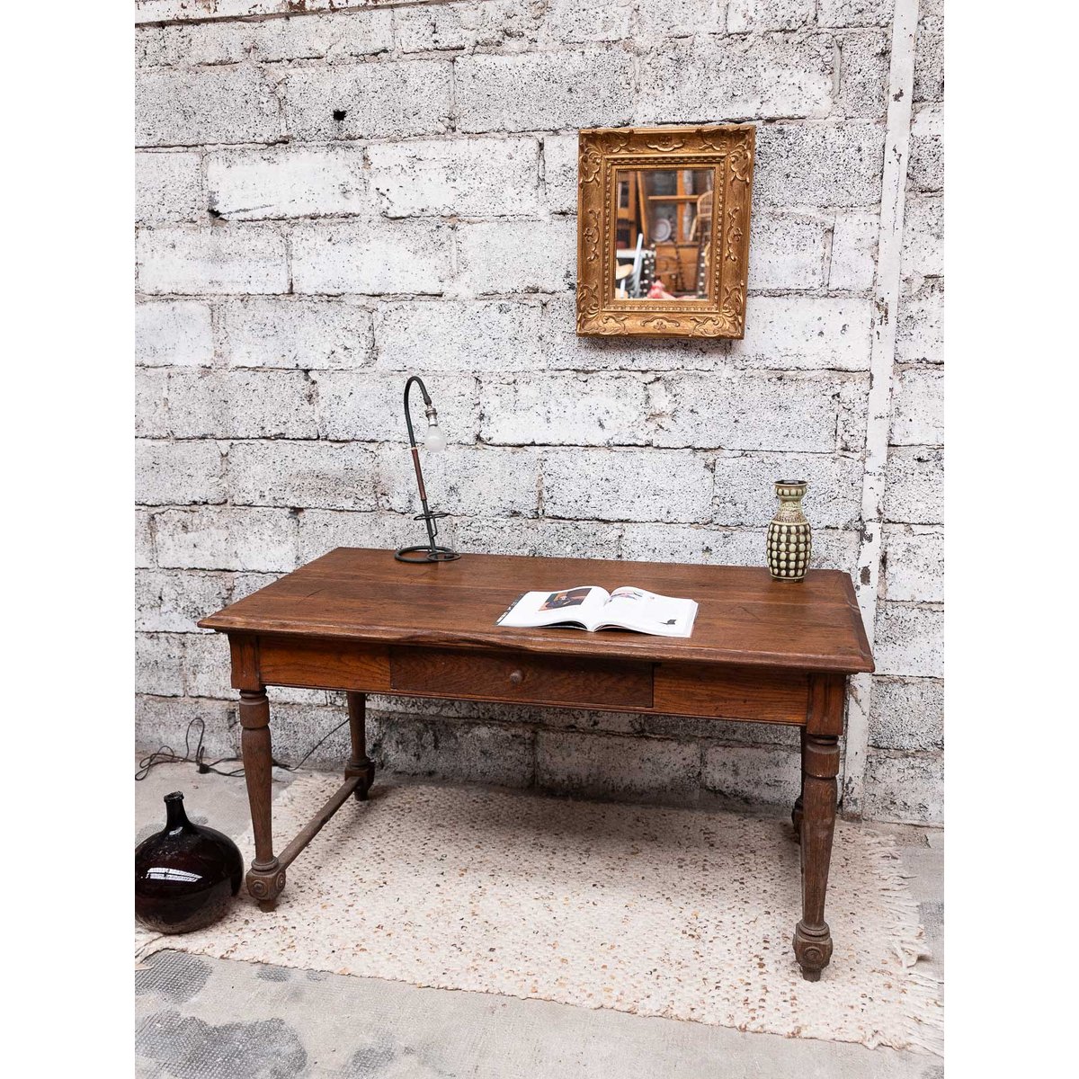 Grand bureau en bois Edouard N°1046 - Bon état marron, DEBONGOUT