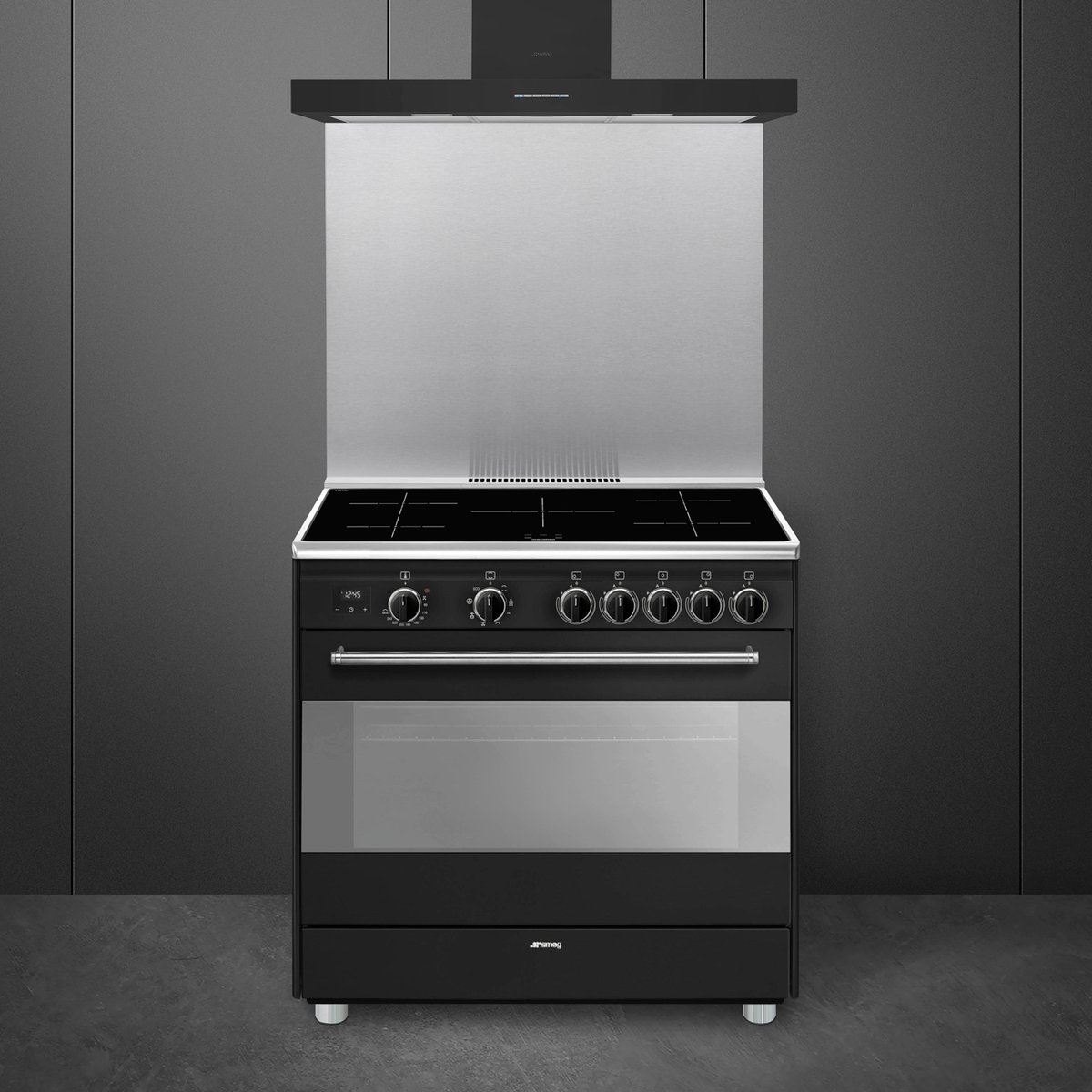 Piano de cuisson induction 5 feux 90 cm BG91I anthracite, SMEG