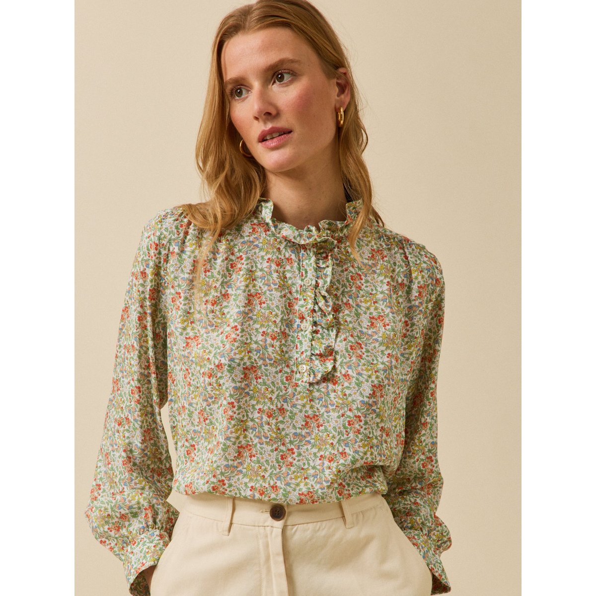 Blouse col volanté tissu Liberty - Limited Collection liberty nazanin, CYRILLUS