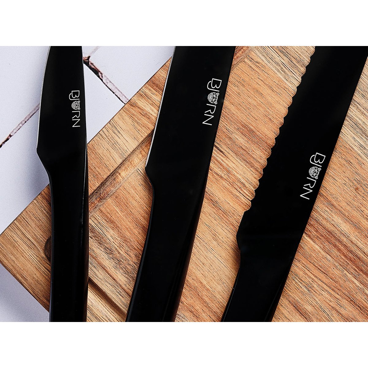 Lot de 6 couteaux de cuisine en inox, NUDE noir mat, BJORN