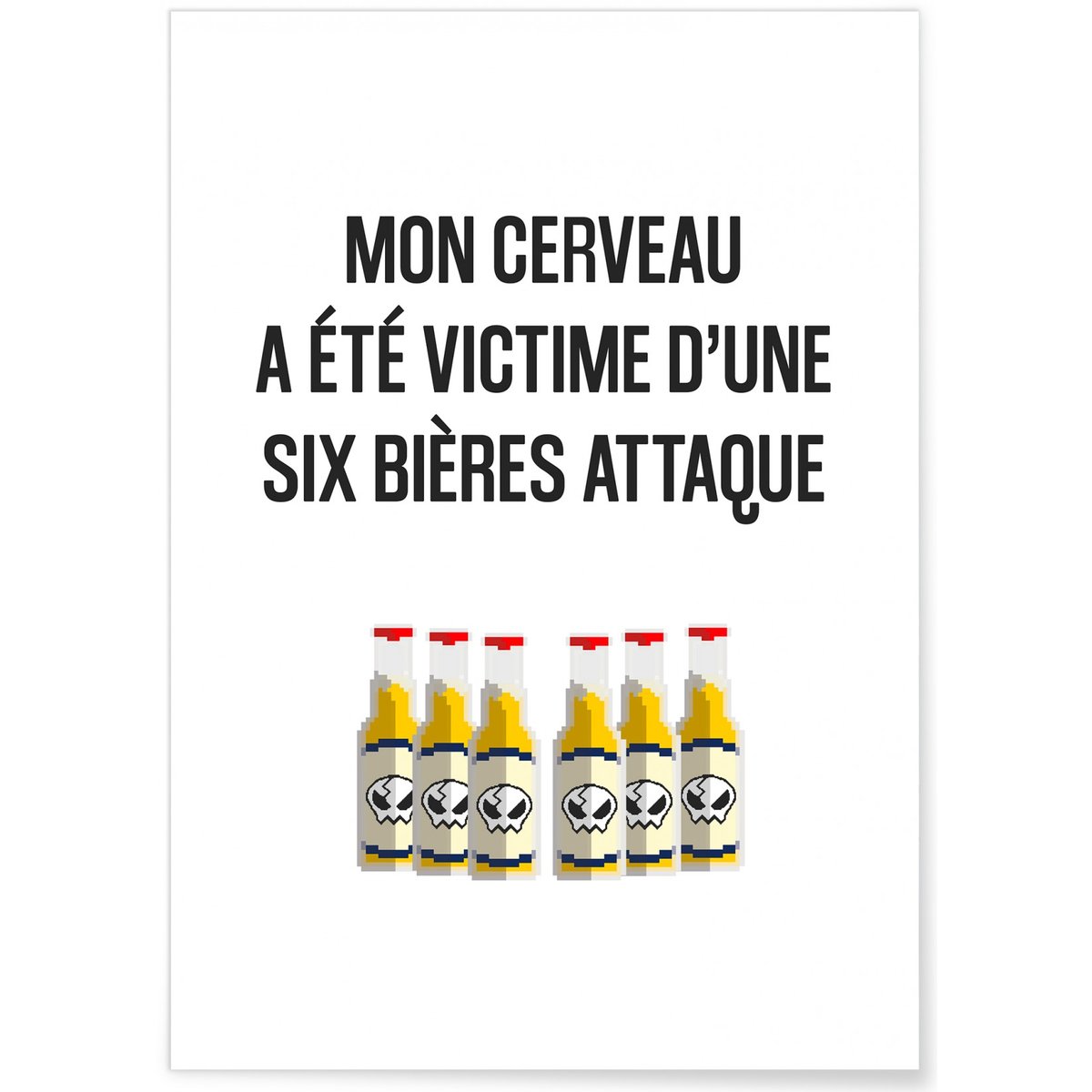 Affiche Six bières attaque blanc, L'AFFICHERIE