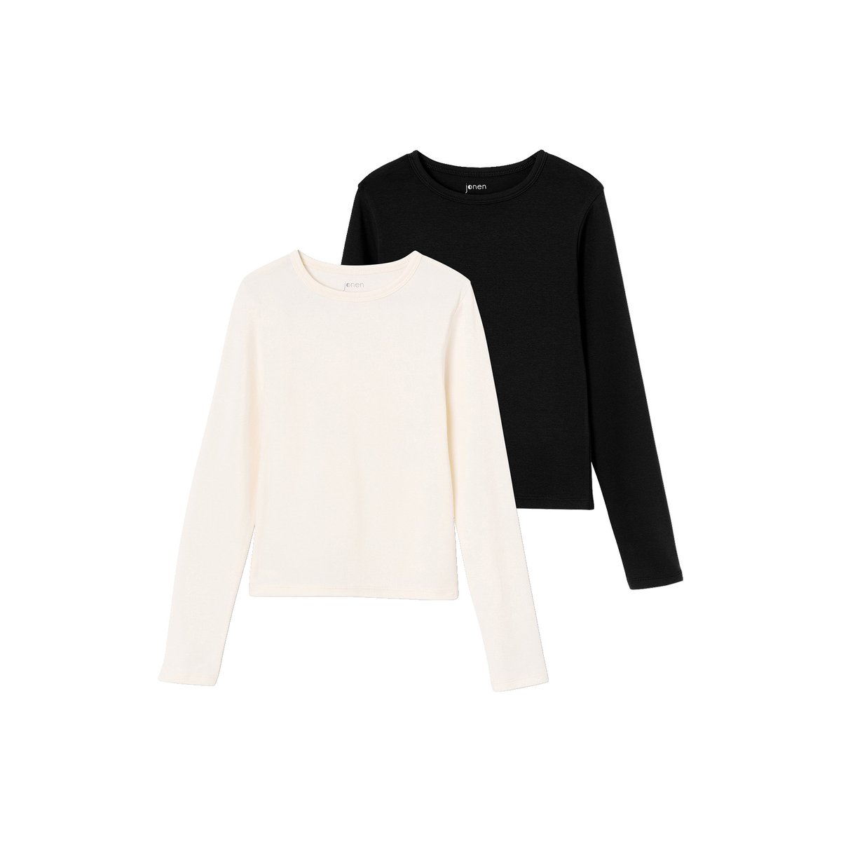 Lot de 2 T-shirts cropped manches longues noir, JONEN