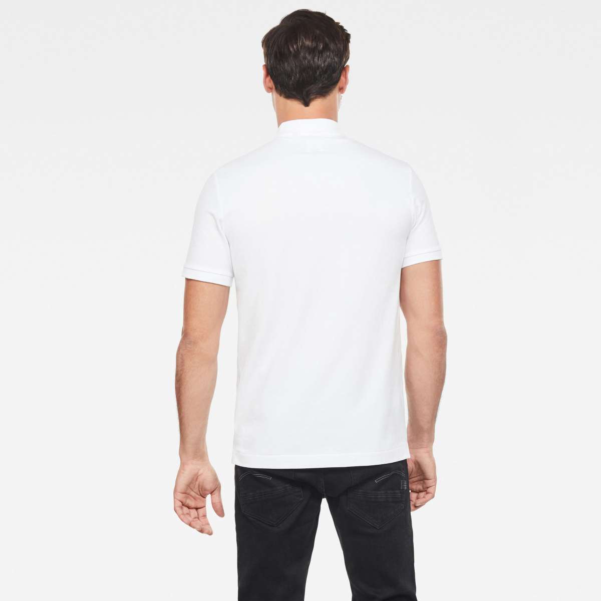 Polo en coton biologique rose uni avec une coupe droite et un col boutonné blanc, G-Star RAW
