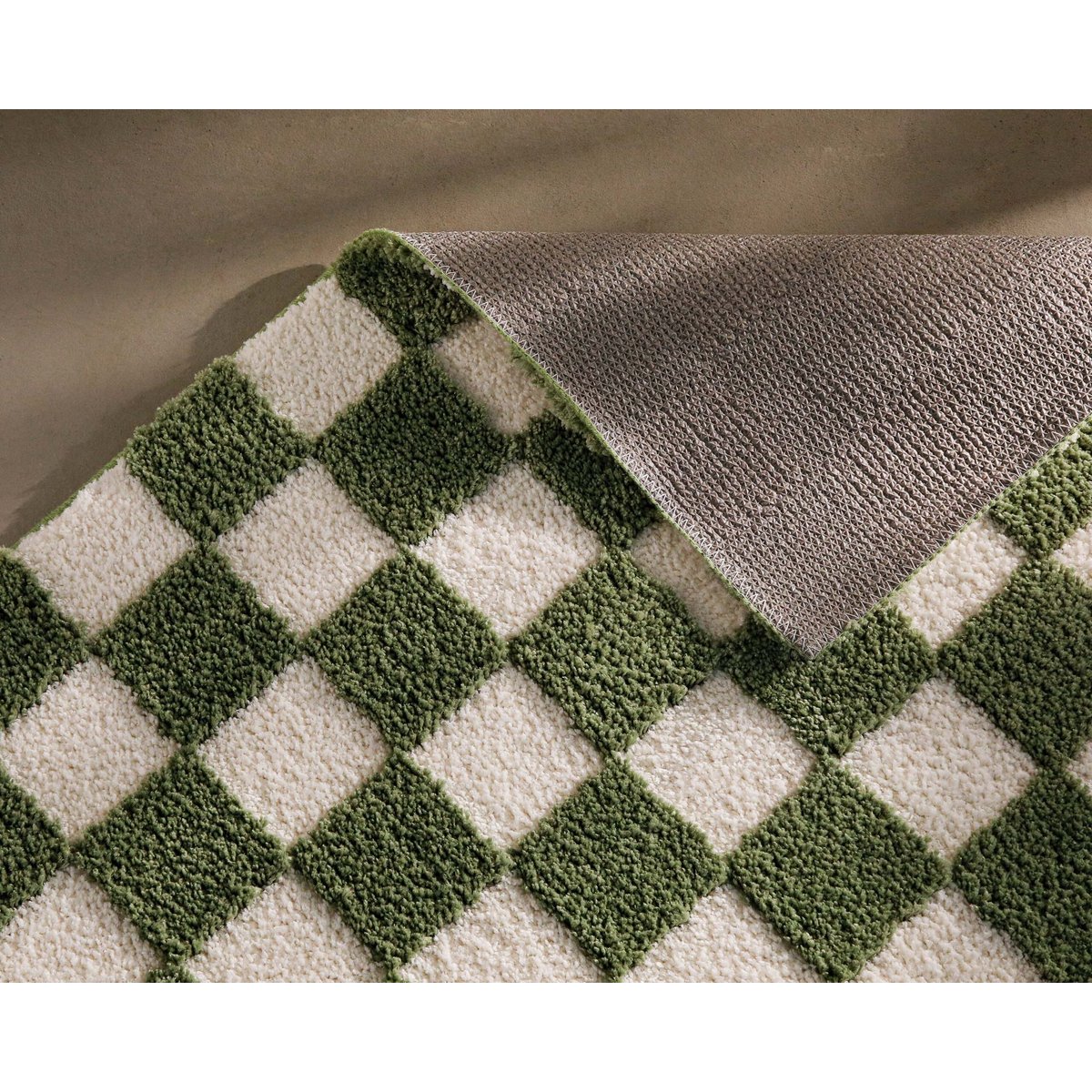 Tapis de bain, design damier en relief , Bobbi vert, WECON HOME