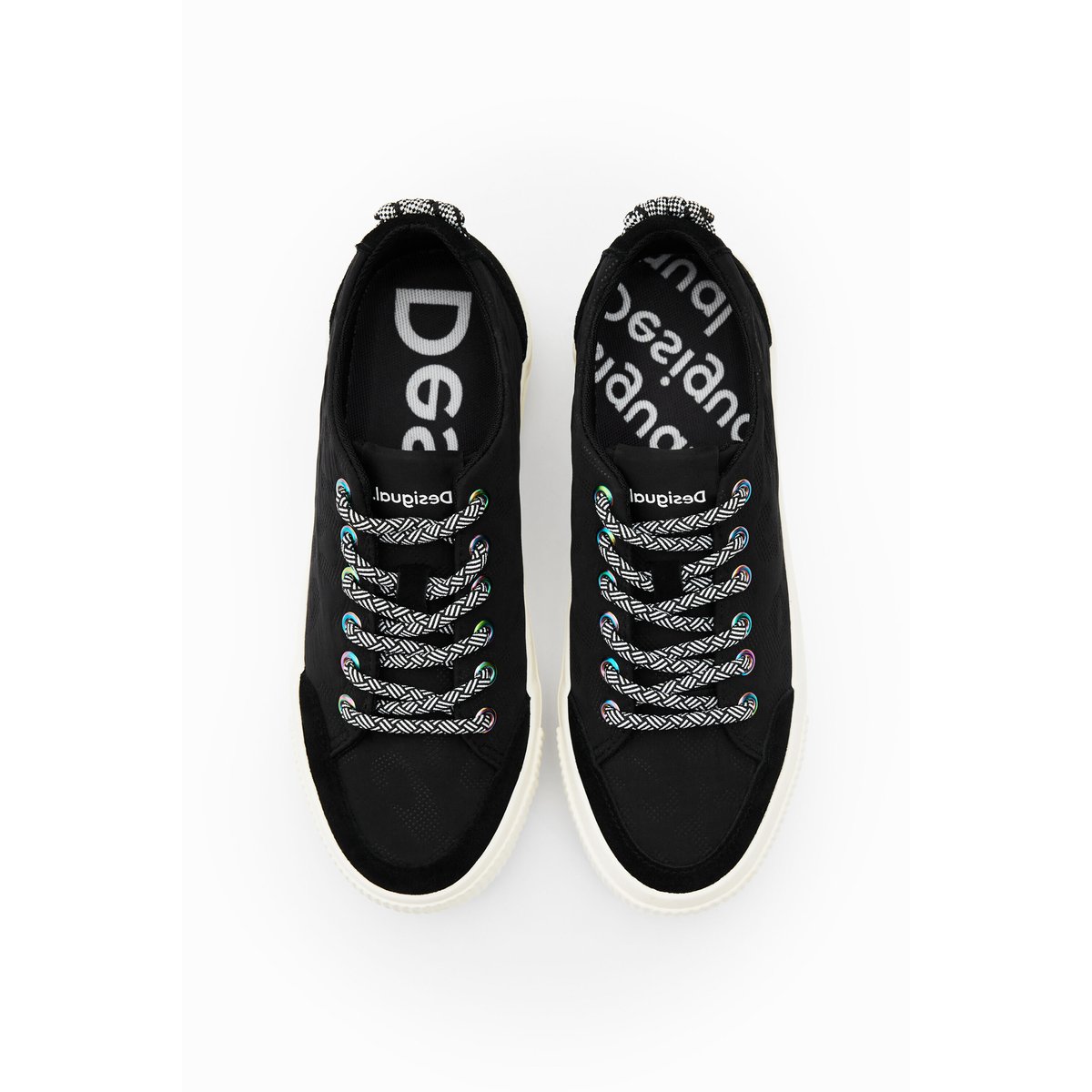 Baskets Plateforme Imprimé Animal noir, DESIGUAL
