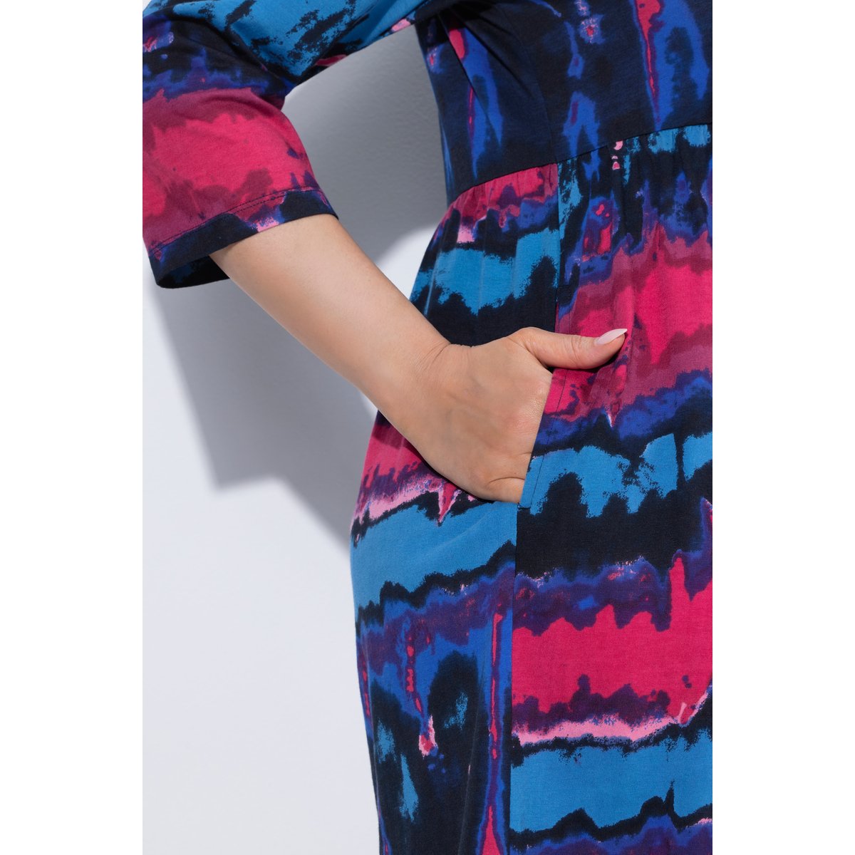 Robe en jersey motif batik bleu encre, ULLA POPKEN