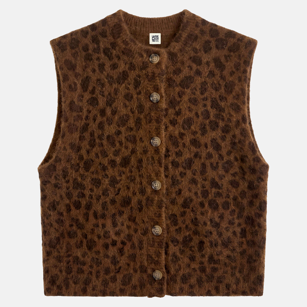 Gilet sans manches imprimé léopard en alpaga et laine mélangés léopard, LA REDOUTE COLLECTIONS