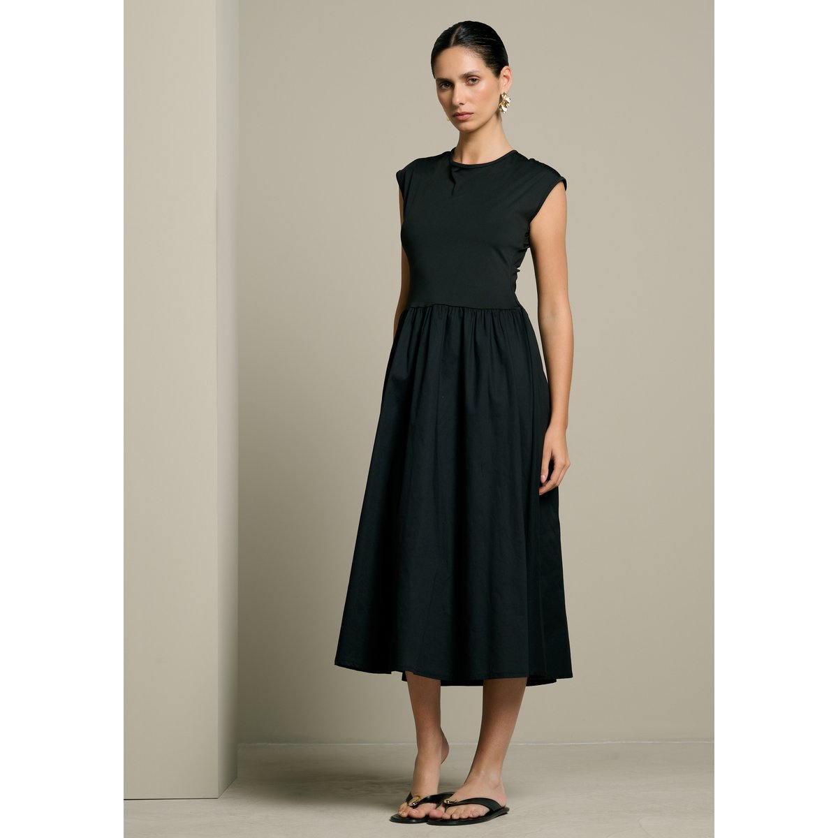 Robe midi fluide noir, LOLALIZA