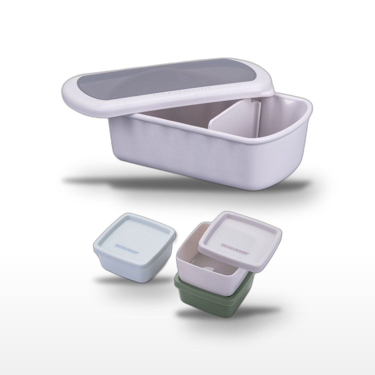 Lot de 1 lunch box 1L avec 3 boîtes à sauce STORAGE beige|bleu|vert, FACKELMANN