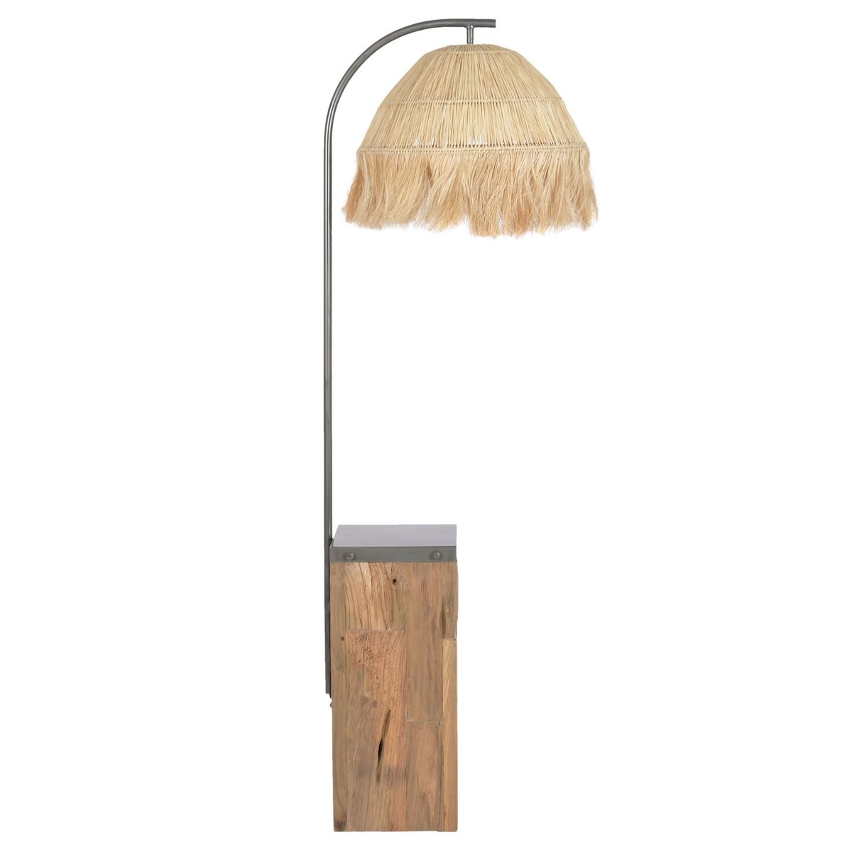 Lampadaire table teck et métal 57x55x160cm blanc, WADIGA