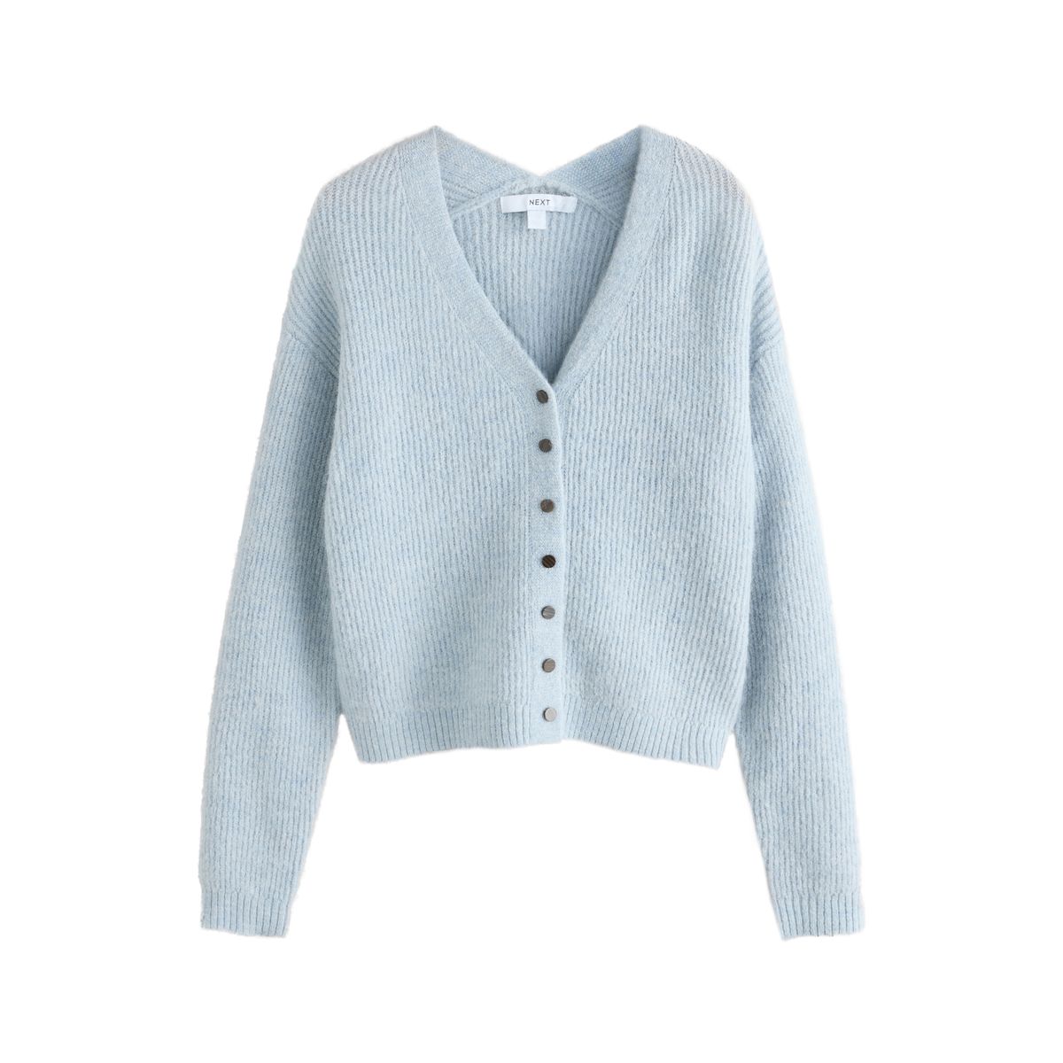 Cardigan côtelé en laine à col v, lot de 2 bleu clair/brun chocolat, NEXT