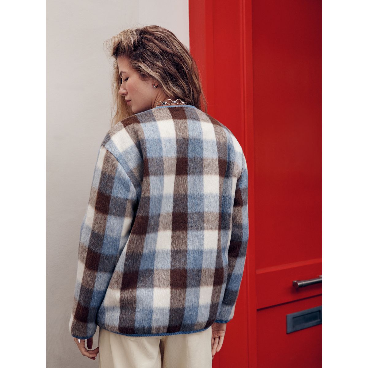 Veste à carreaux marron et bleu, NEXT