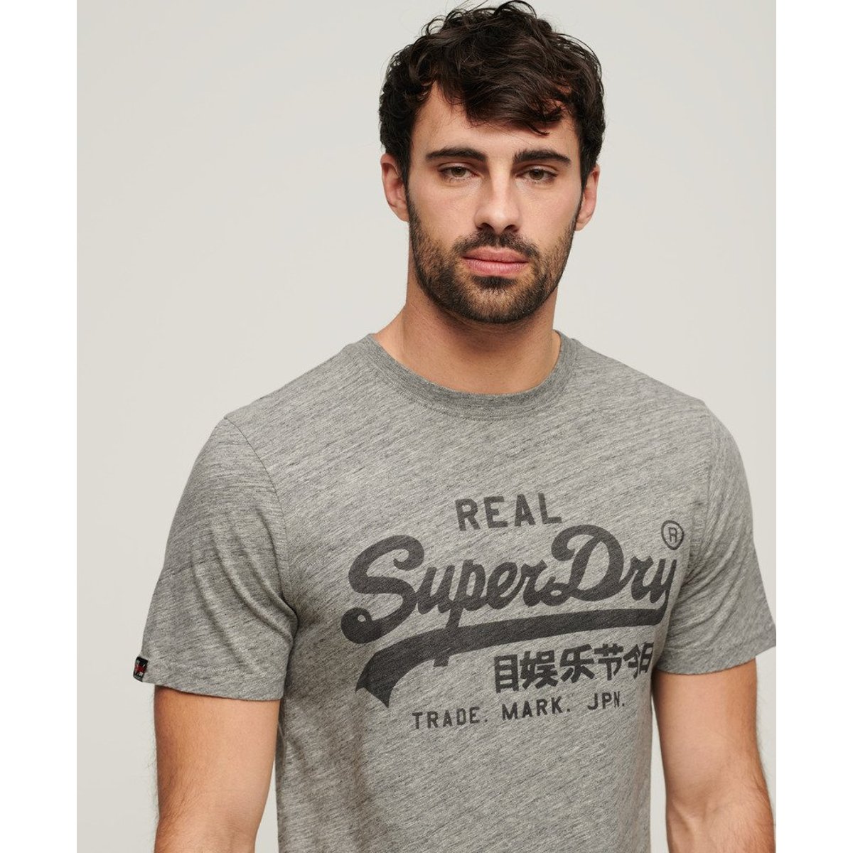T-shirt à logo Vintage gris athlétique chiné, SUPERDRY