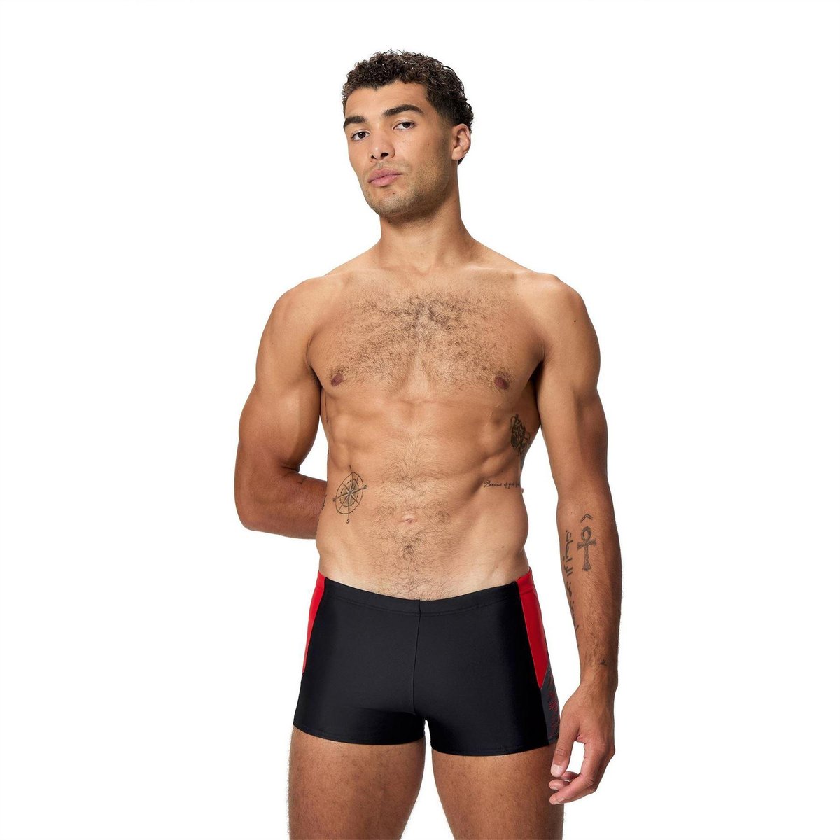 Short de bain cintré motif/style abstrait DIVE AQUASHORT noir / rouge, SPEEDO