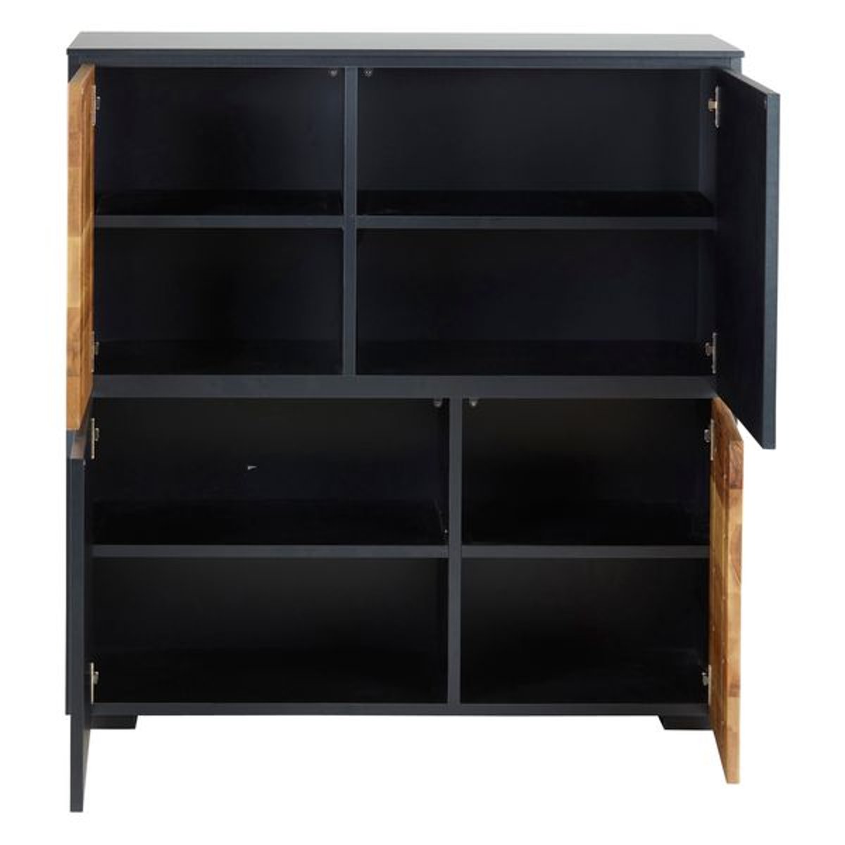 Meuble haut 4 portes chêne naturel et laqué anthracite, ZAGO