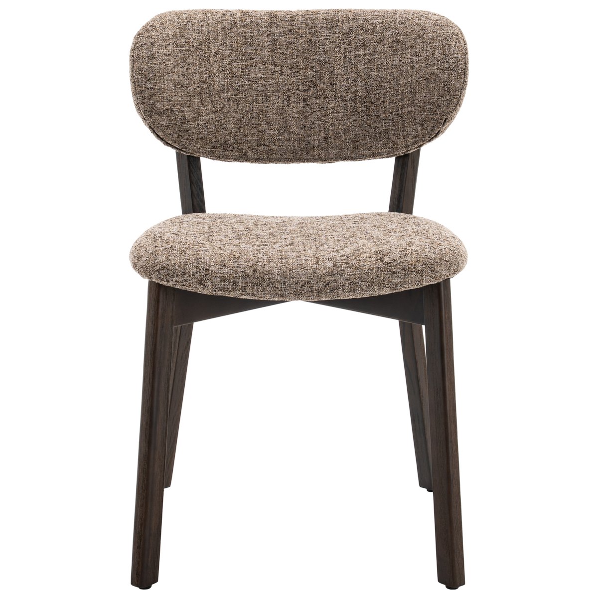 Lot de 2 chaises en bois et tissu chiné, AURA taupe, bois foncé, HAPPY GARDEN