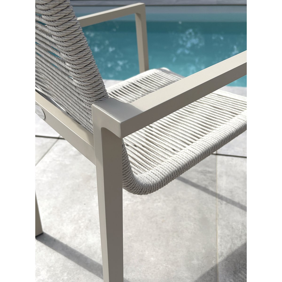 Fauteuil de jardin en aluminium et corde tissée MEXICO grège, DCB GARDEN