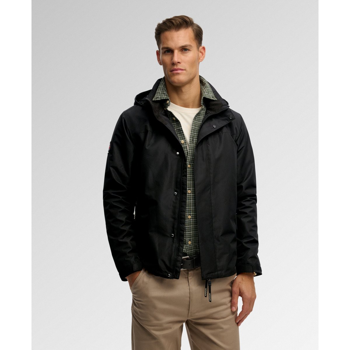 Veste Shell à Capuche noir, SUPERDRY