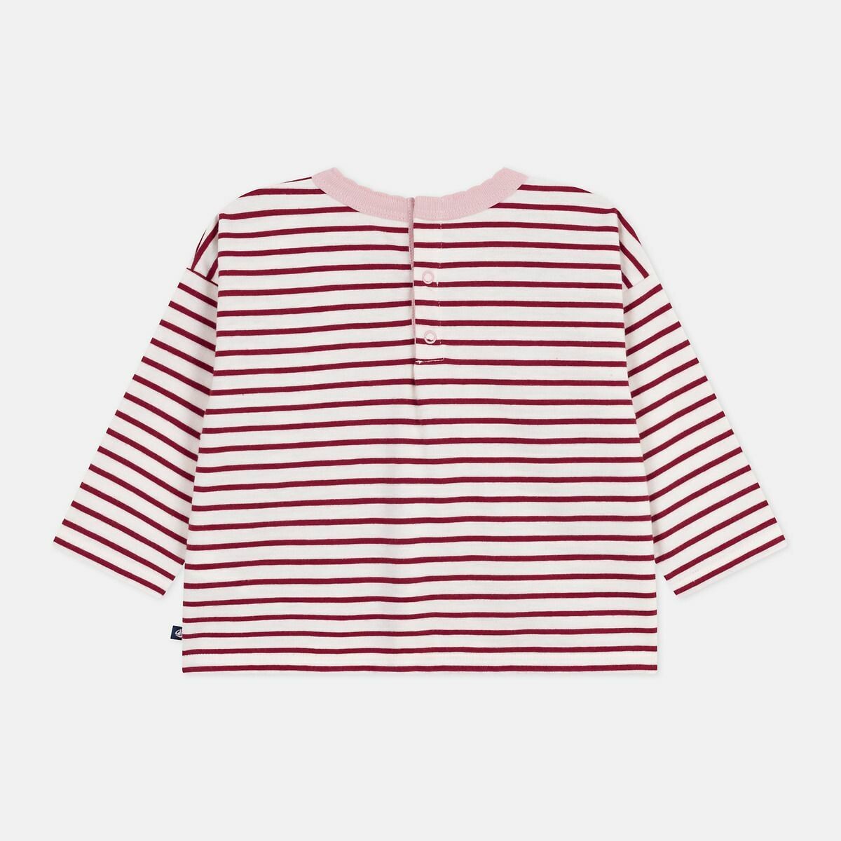 Striped Cotton T-Shirt with Long Sleeves striped red, PETIT BATEAU