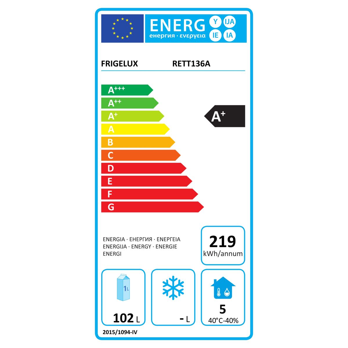 Réfrigérateur pro d'extérieur RETT136A couleur unique, FRIGELUX