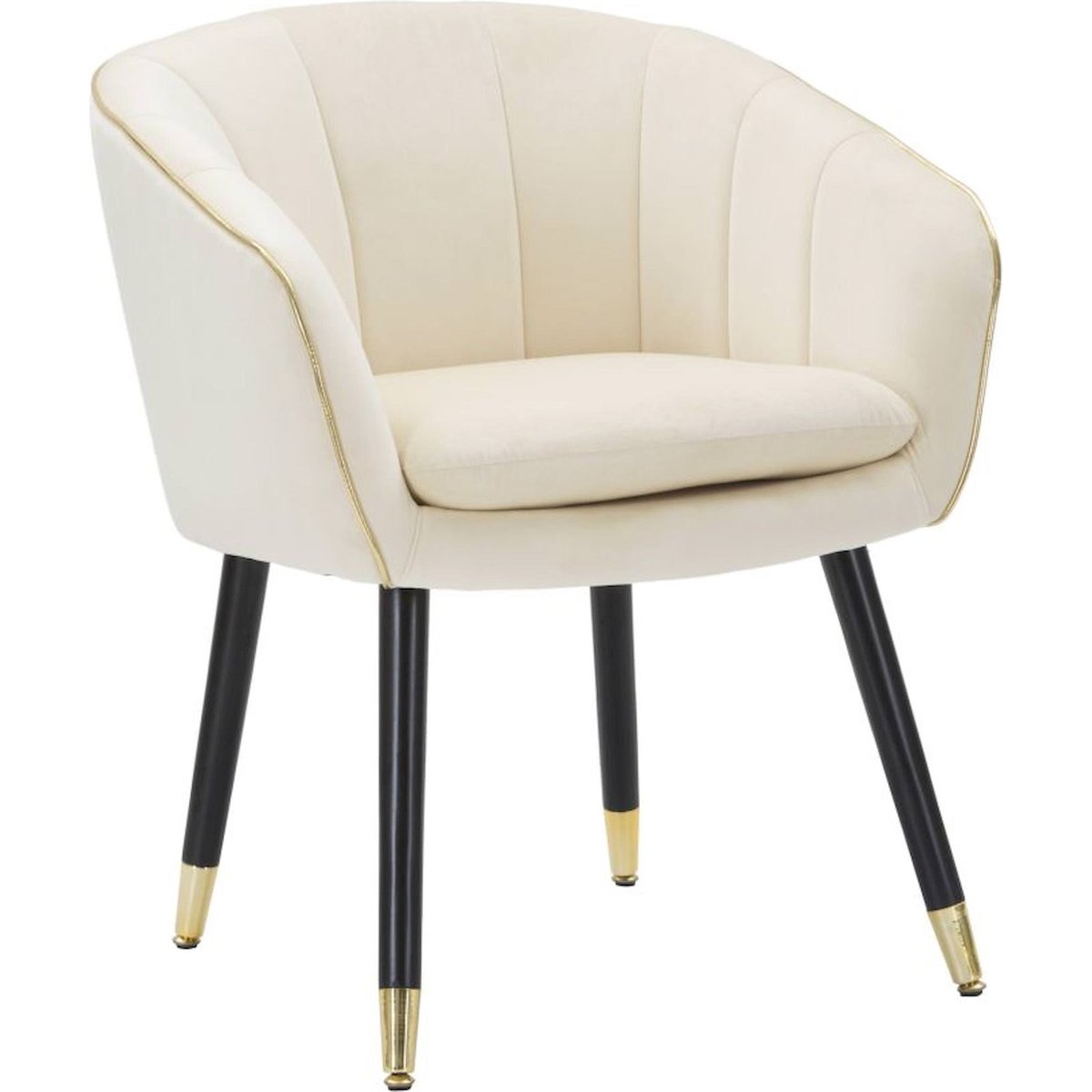 Fauteuil coquille rembourré esprit glamour GLAM crème et or, RECOLLECTION