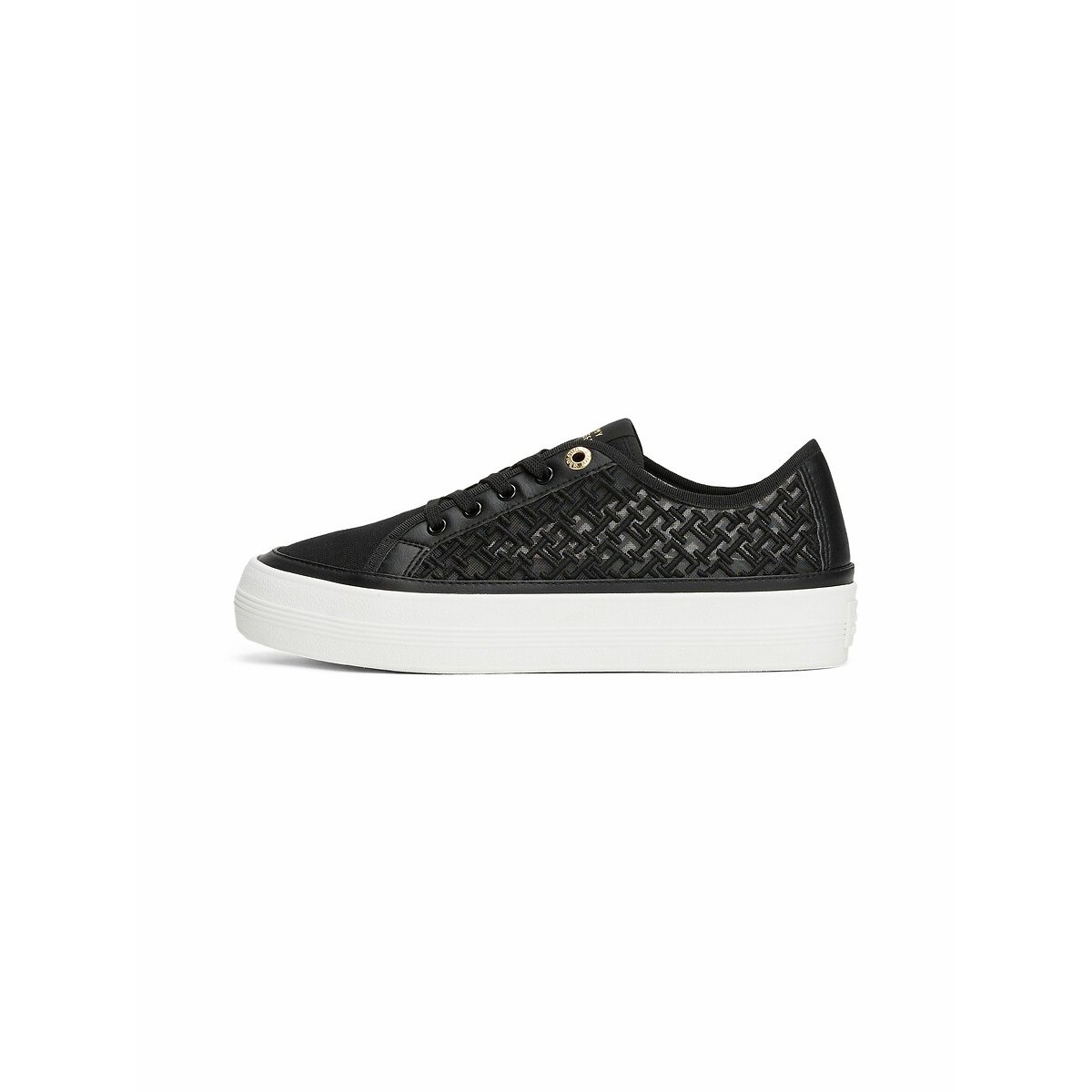 Scarpe da ginnastica traforate vulcanizzate nero , TOMMY HILFIGER
