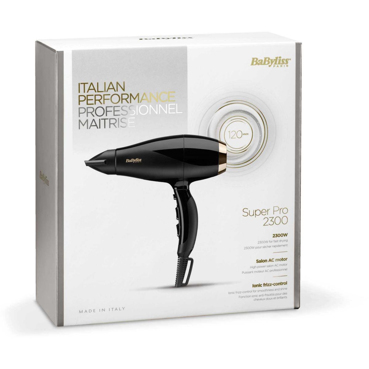 Sèche cheveux 2300w Super Pro noir/or, BABYLISS