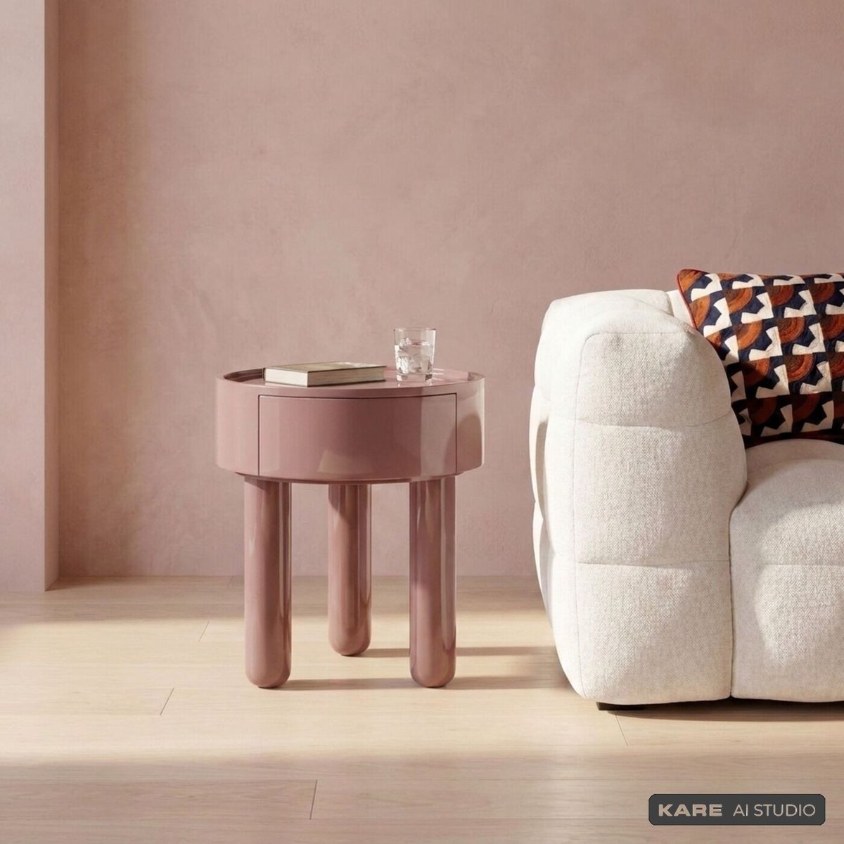 Table d'appoint ronde avec tiroir, LOLLY marron, KARE DESIGN