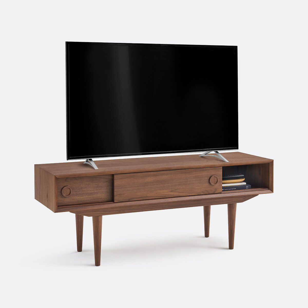 Banc TV 2 portes coulissantes, en noyer et plaqué, QUILDA noyer, LA REDOUTE INTERIEURS