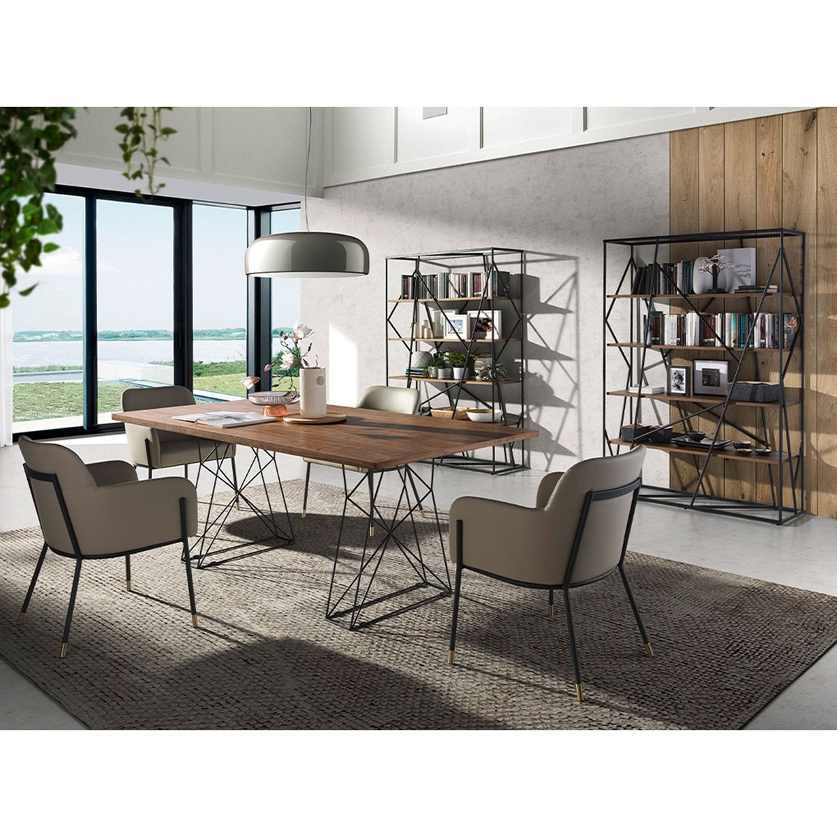 Étagères en noyer et en acier noir walnut | black, ANGEL CERDA