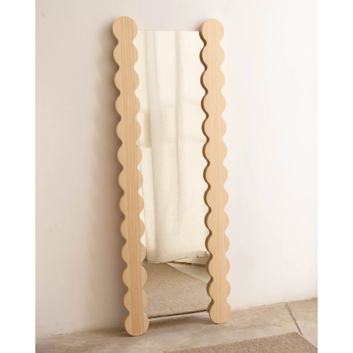 Miroir en pin massif non verni SALADA bois clair, NAAN FURNITURE